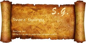 Svarz György névjegykártya